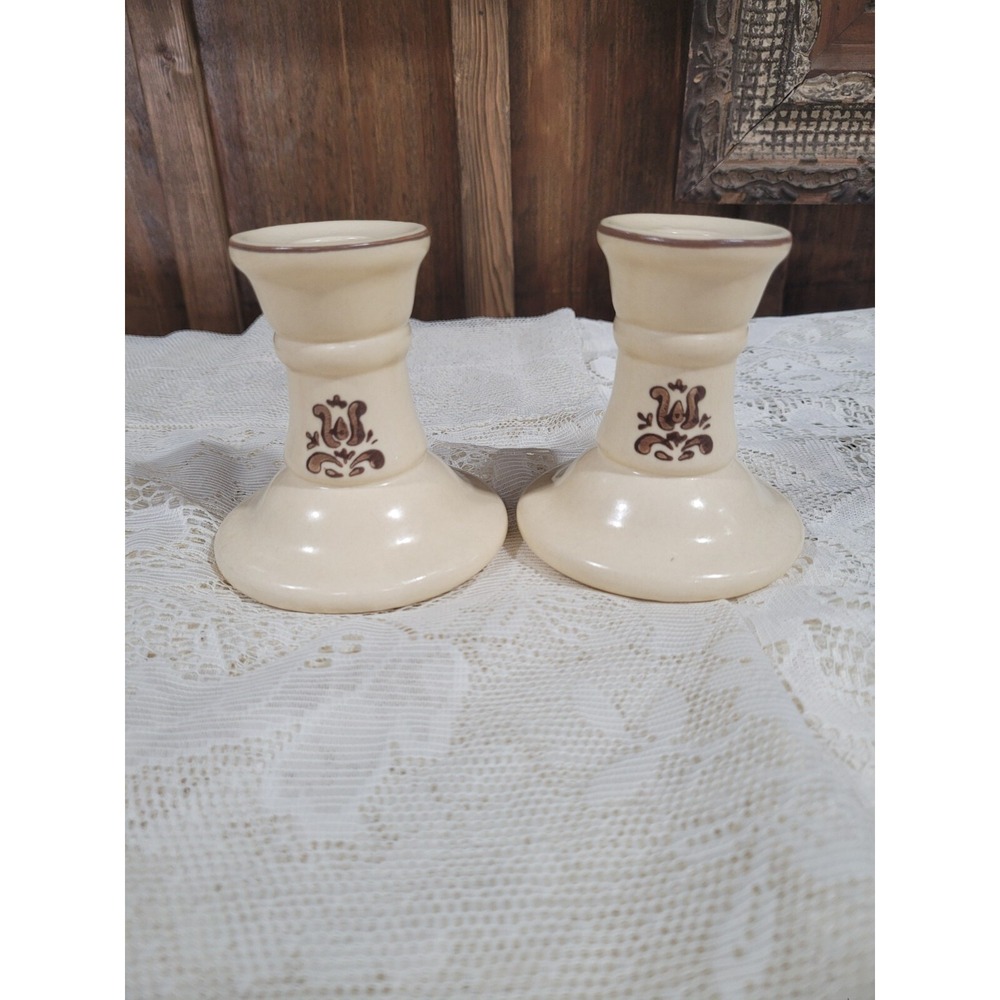 Pfaltzgraff Village Pattern set of Two Candle Sticks / Candle Holders Vintage